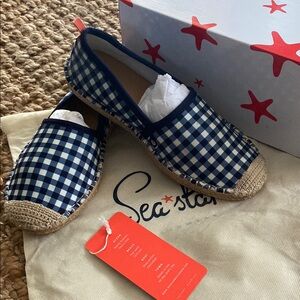 The Original Sea Star Beachcomber Espadrille, Navy Gingham, Women’s W8